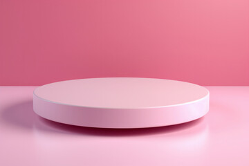 Poster - Round podium stands in front of a pink background, creating an attractive mock-up or visual representation for display, products, and minimal templates.