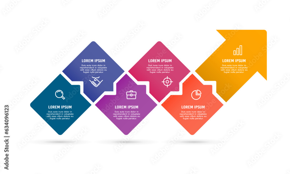 Business growth arrow template. Infographic 6 steps to success. Vector ...