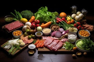 Wall Mural - fresh ingredients laid out for sandwich assembly