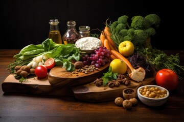 Poster - fresh ingredients arranged on a wooden board