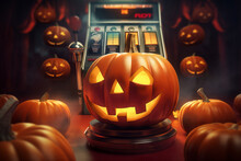 Halloween Slot Machine, Halloween Event At The Casino, Casino Chips, Pumpkins And Jack O Lantern, Games At The Casino, Las Vegas, Horror, Fear, Seasonal Events, Gambling,