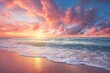 © JetHuynh - Sea sand sky concept, sunset colors clouds, horizon, horizontal background banner. Inspire nature landscape, beautiful colors, wonderful sun rays, tropical beach