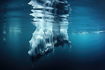 underwater view of iceberg melting and dripping