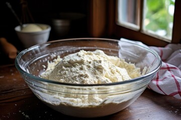 Poster - freshly made dough in a food processor bowl