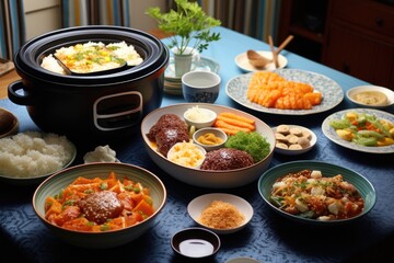 Poster - assortment of dishes prepared using rice cooker