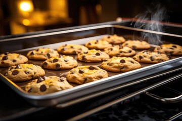 Poster - freshly baked cookies on a tray from toaster oven