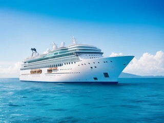 a cruise ship yacht on a tour tourism vacation in the middle of sea ocean