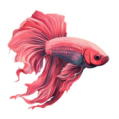 Wall Mural - Red betta fish against transparent background