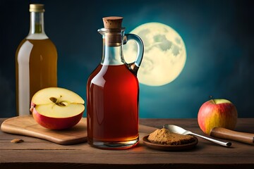 Apple cider on a neutral background generated by AI