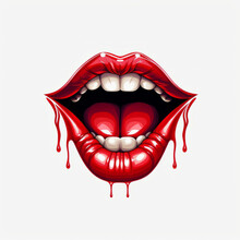 Red Lips With Blood Dripping Down - Lips Clipart