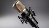 Fototapeta  - A Microphone. Studio condenser microphone on white background. Generative Ai