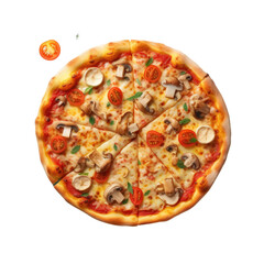 Wall Mural - Tasty vegetarian cheese pizza on a black base
