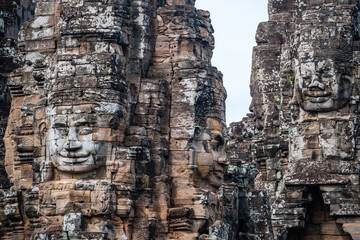 Wall Mural - views of bayon temple in agkor wat complex, cambodia