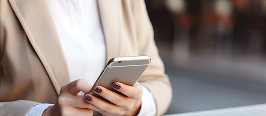 Poster - Hipster girl watching video on mobile phone