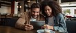 © HN Works - Multiracial couple using tablet for online banking