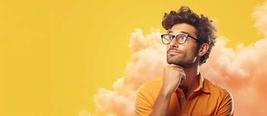 Poster - Youthful man daydreaming and looking towards empty space