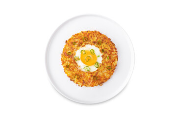 Wall Mural - Hash Brown egg nests on a white isolated background