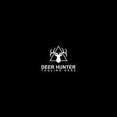 Sticker - Deer hunter logo template icon isolated on dark background