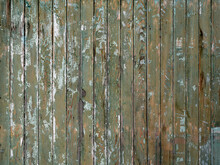 Green And Brown Vintage Wooden Background, Retro Style Texture With Vertical Stripes
