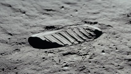 Wall Mural - lunar astronaut walking on the moon's surface and leaves a footprint in the lunar soil. 3d rendering