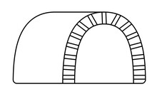 Vector Black And White Tunnel Icon. Railway Or Highway Gate Line Sign. Railroad Tube Passage Clipart Or Coloring Page Isolated On White Background.