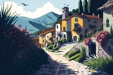 South Italy City. AI Generated Illustration