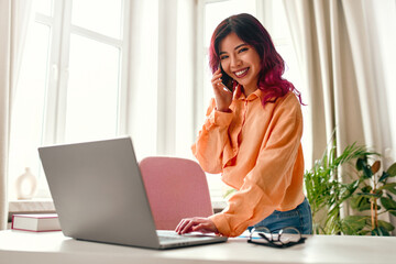 Wall Mural - Asian young woman at home