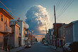 © Michael Schauer - Street in the town with storm cloud in the background