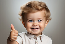 Little Kid Boy Showing Or Holding Thumb Up