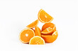 © ADDICTIVE STOCK - Fresh juicy sliced oranges with a white background