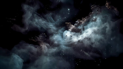 Wall Mural - Deep space, smoke, stars and galaxies. On a dark background.. Generative AI technology.
