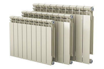 Poster - set of heating radiators, 3d rendering isolated on transparent background