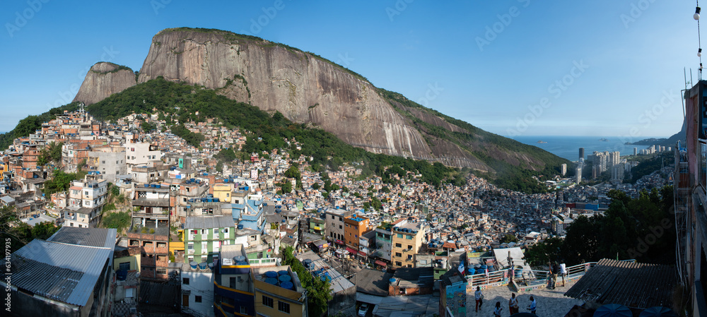 Brazil: the mountains and skyline of Rocinha, the famous favela in the ...