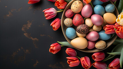 Wall Mural - chocolate easter eggs and bunny HD 8K wallpaper Stock Photographic Image