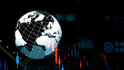 Sticker - Global finance concept. Globe and financial chart.