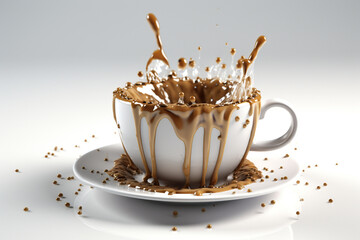  Photo of a cup of coffee spilling out