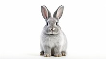 Cute Animal Pet Rabbit Or Bunny White Color Smiling And Laughing Isolated With Copy Space For Easter Background, Rabbit, Animal, Pet, Cute, Fur, Ear, Mammal, Background, Celebration, Generate By AI.
