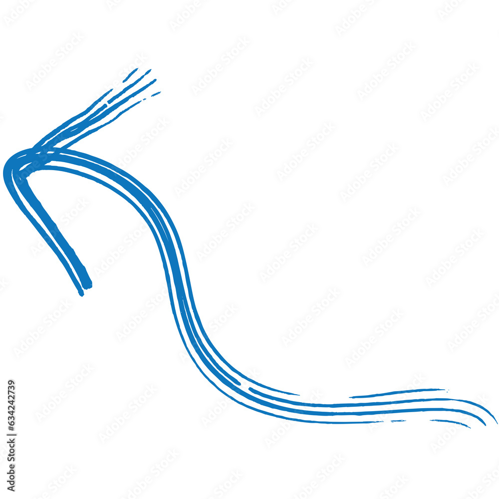 Digital png illustration of hand drawn curved arrow of blue lines on ...