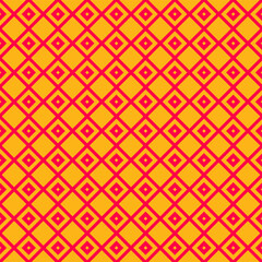 Wall Mural - Red and orange square grid mosaic seamless pattern background. Vector illustration.