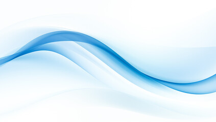 Poster - Smooth clean blue abstract background, with curved lines and shapes
