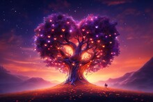 Glowing Magical Love Heart Tree