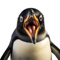 Wall Mural - Close up of penguin face isolated on white background cutout