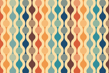 Wall Mural - Retro colorful nostalgic pattern with concentric circles background. Vector illustration.