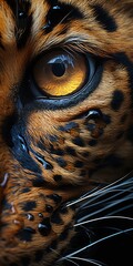 Wall Mural - leopard - closeup macro shot created using generative AI tools