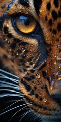Wall Mural - leopard - closeup macro shot created using generative AI tools