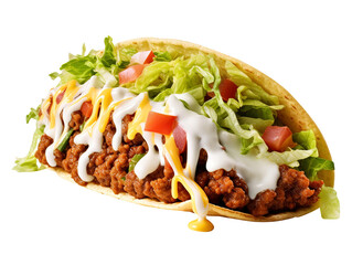 Delicious Taco fast food on transparent or white background, png