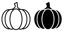 Ofvs439 OutlineFilledVectorSign Ofvs - Pumpkin Vector Icon . Thanksgiving . Winter Squash . Halloween . Isolated Transparent . Black Outline And Filled Version . AI 10 / EPS 10 / PNG . G11779