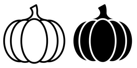 Aufkleber - ofvs439 OutlineFilledVectorSign ofvs - pumpkin vector icon . thanksgiving . winter squash . halloween . isolated transparent . black outline and filled version . AI 10 / EPS 10 / PNG . g11779