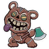 Fototapeta Dinusie - Vector illustration of Cartoon Teddy Zombie characters, Zombie Bear, Evil bear