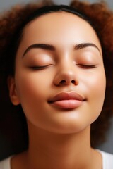 Poster - closeup shot of a woman feeling relaxed with her eyes closed